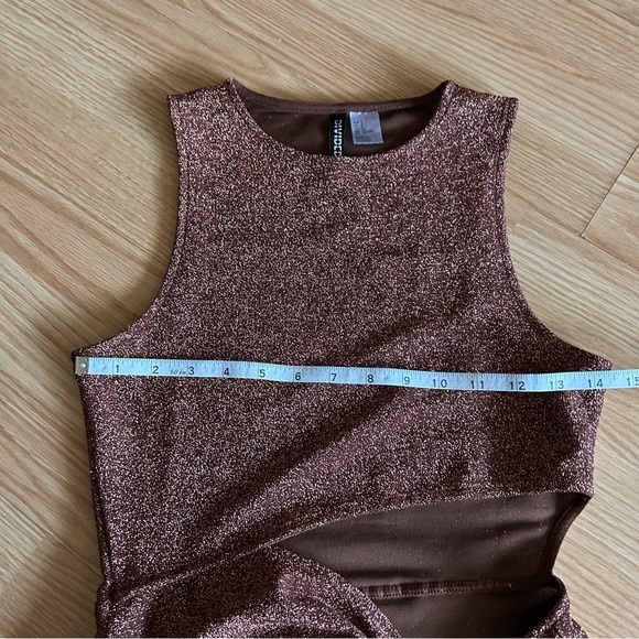H&M Divided Brown Glitter Ruched Mini Dress Small - Picture 4 of 9
